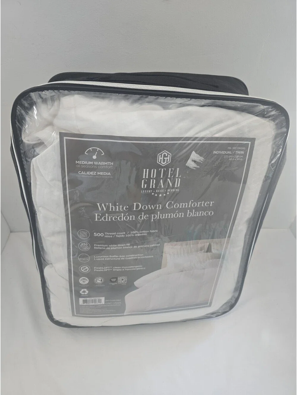 Hotel Grand White Down Comforter - Individual/Twin Size 68” x 90” - 5982990